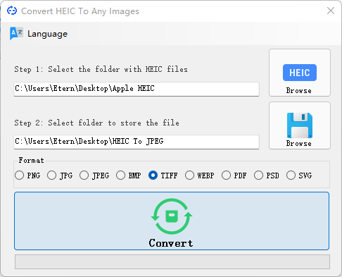 Convert HEIC To Any Images - Convert HEIC to PNG, JPG, JPEG, BMP, TIFF, WEBP, PDF, PSD, SVG