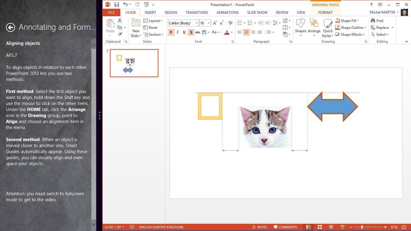 Working in PowerPoint 2013 while using Mediaforma Video Training