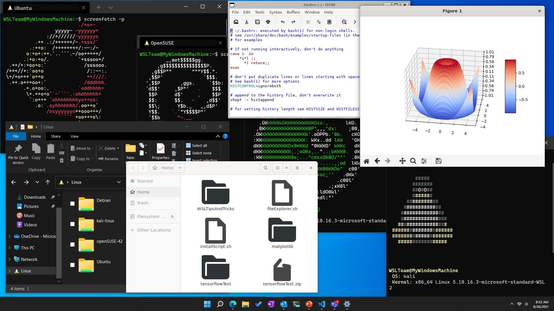 Windows Subsystem for Linux running in multiple windows with Linux GUI applications as well