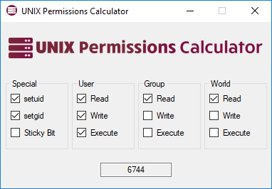 UNIX Permissions Calculator