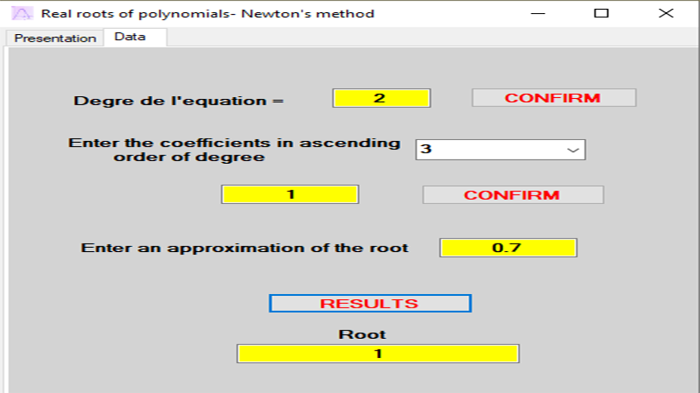 REAL ROOTS OF POLYNOMIALS - NEWTON'S METHOD