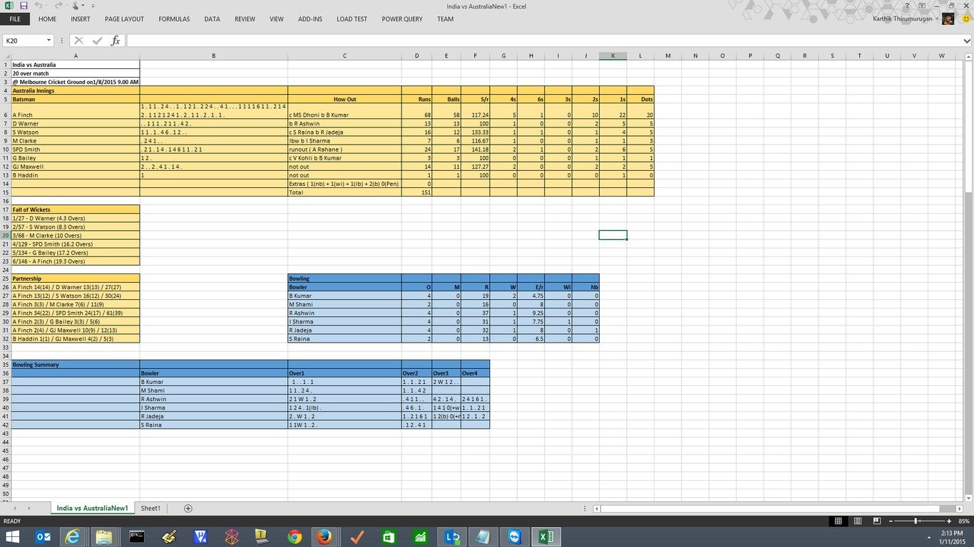 This is a formatted excel sheet from the csv file that is downloaded from the App. This gives more information that the scorecard displays