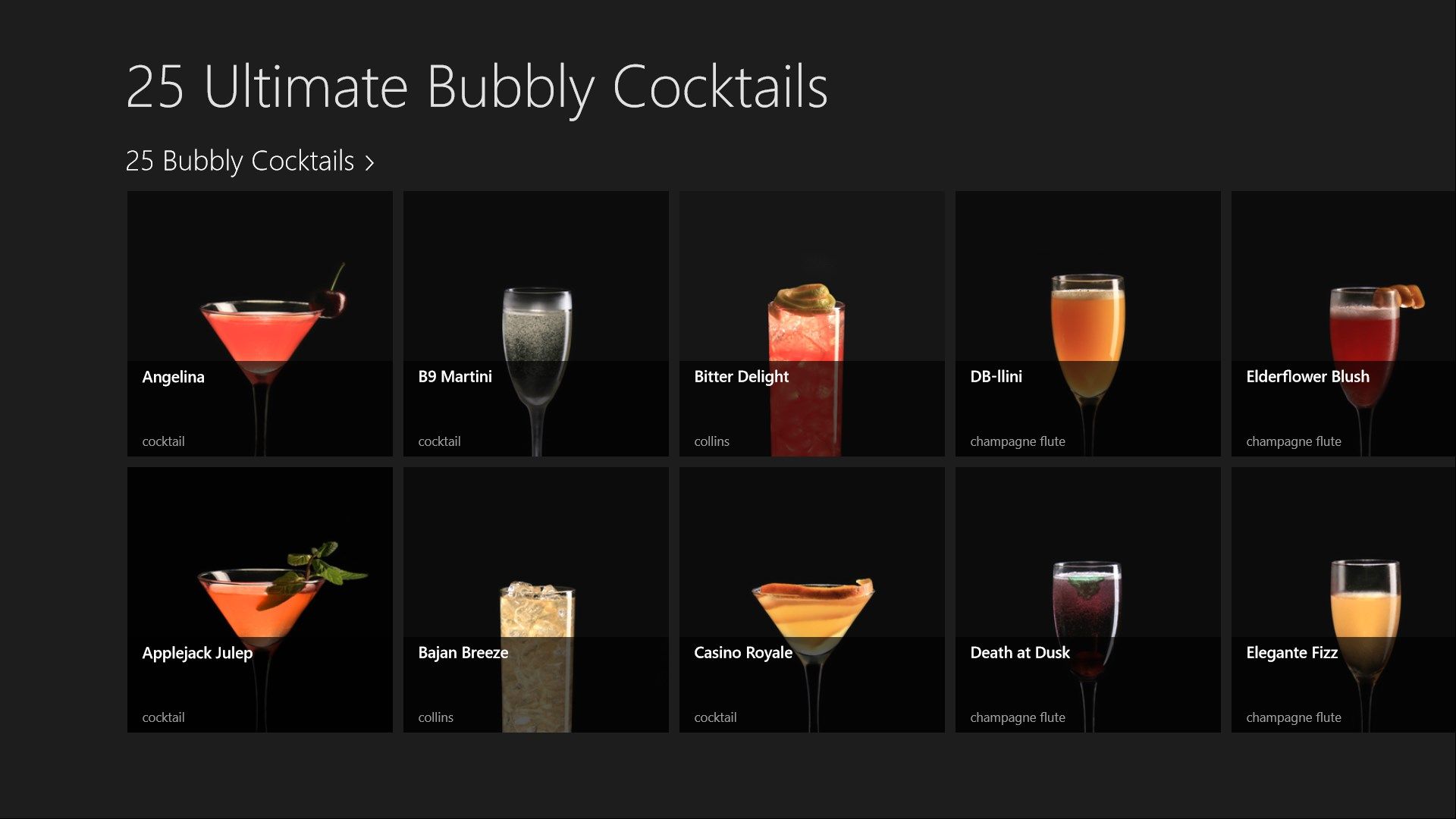 Select from the cocktail images