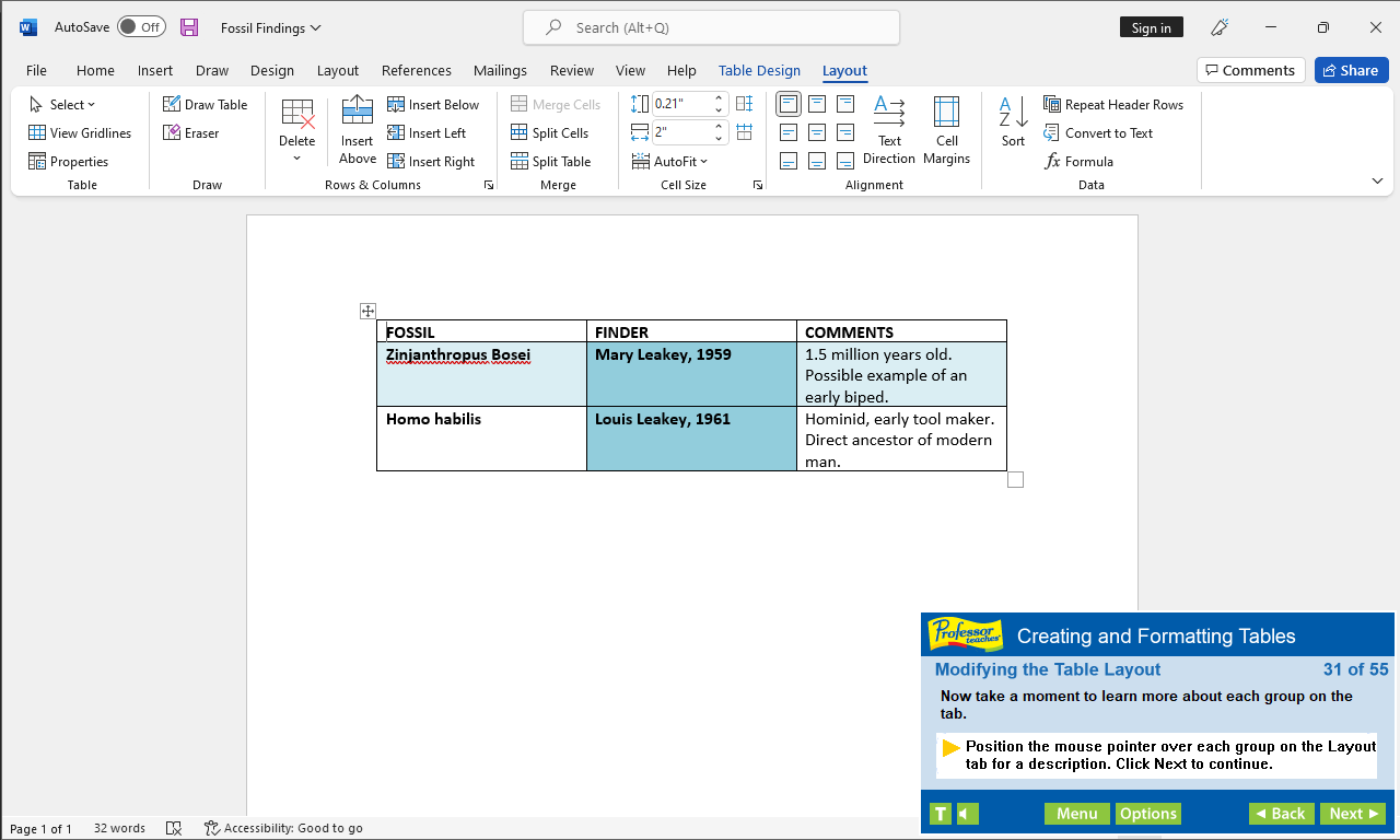 Professor Teaches Word 2021 With Skill Assessment