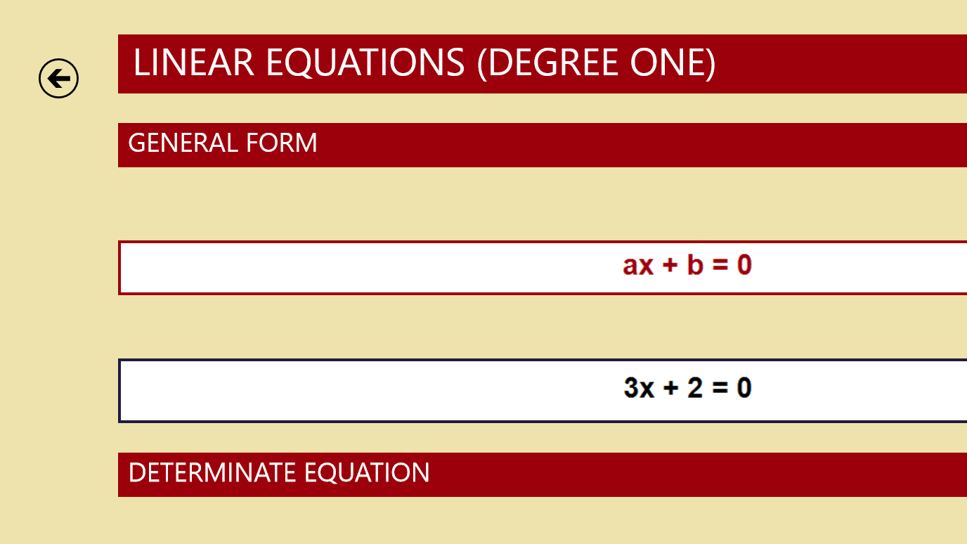 Linear equation:  formularies and solved exercises