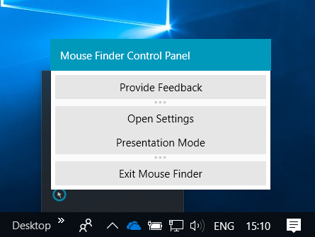 Open settings or toggle the presentation mode from the task bar icon.