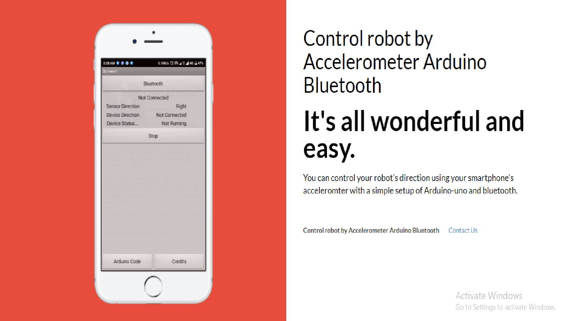 Control Robot by smartphone's Accelerometer with Arduino_Bluetooth