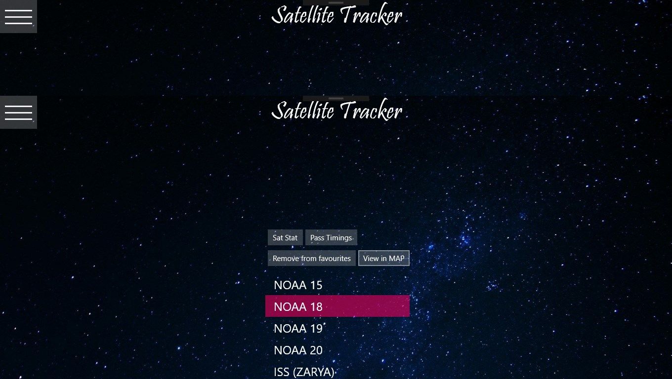 Choose some satellites as your favorites and have them shown in a map the first thing you fire up the app next time
