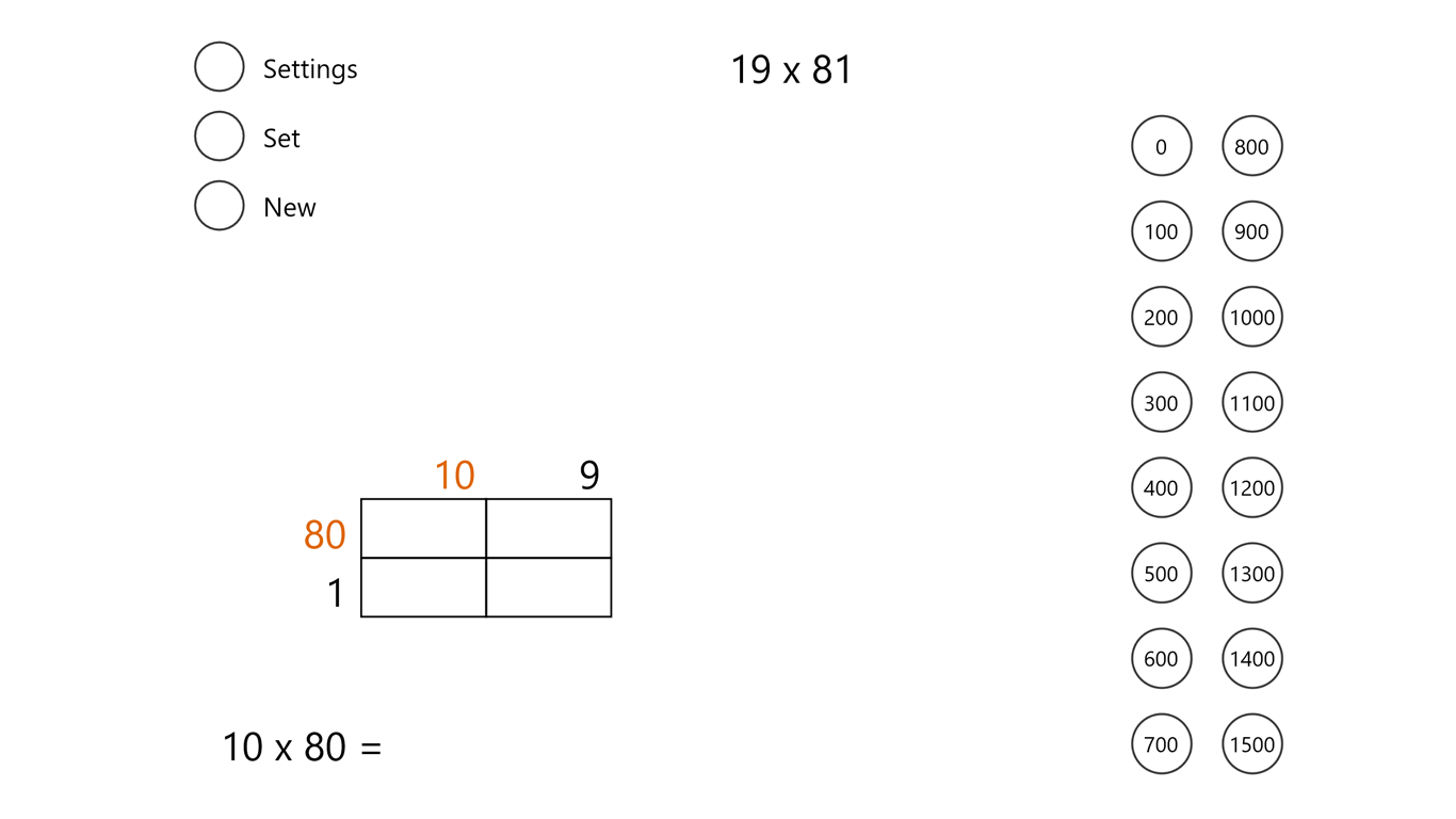 An app for learning and teaching the grid multiplication method.