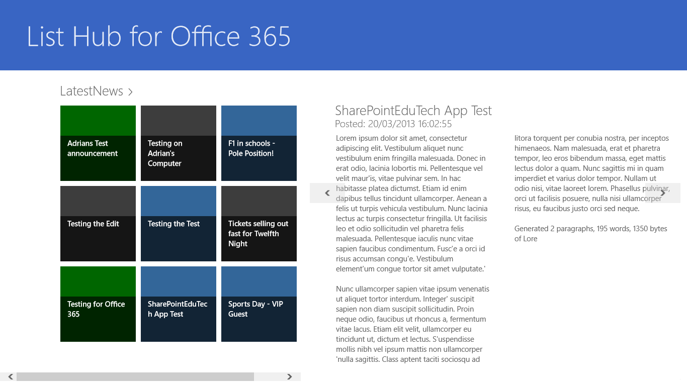 Surface Office 365 List Item data