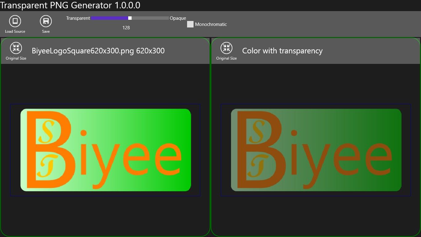 Add transparency to a color image