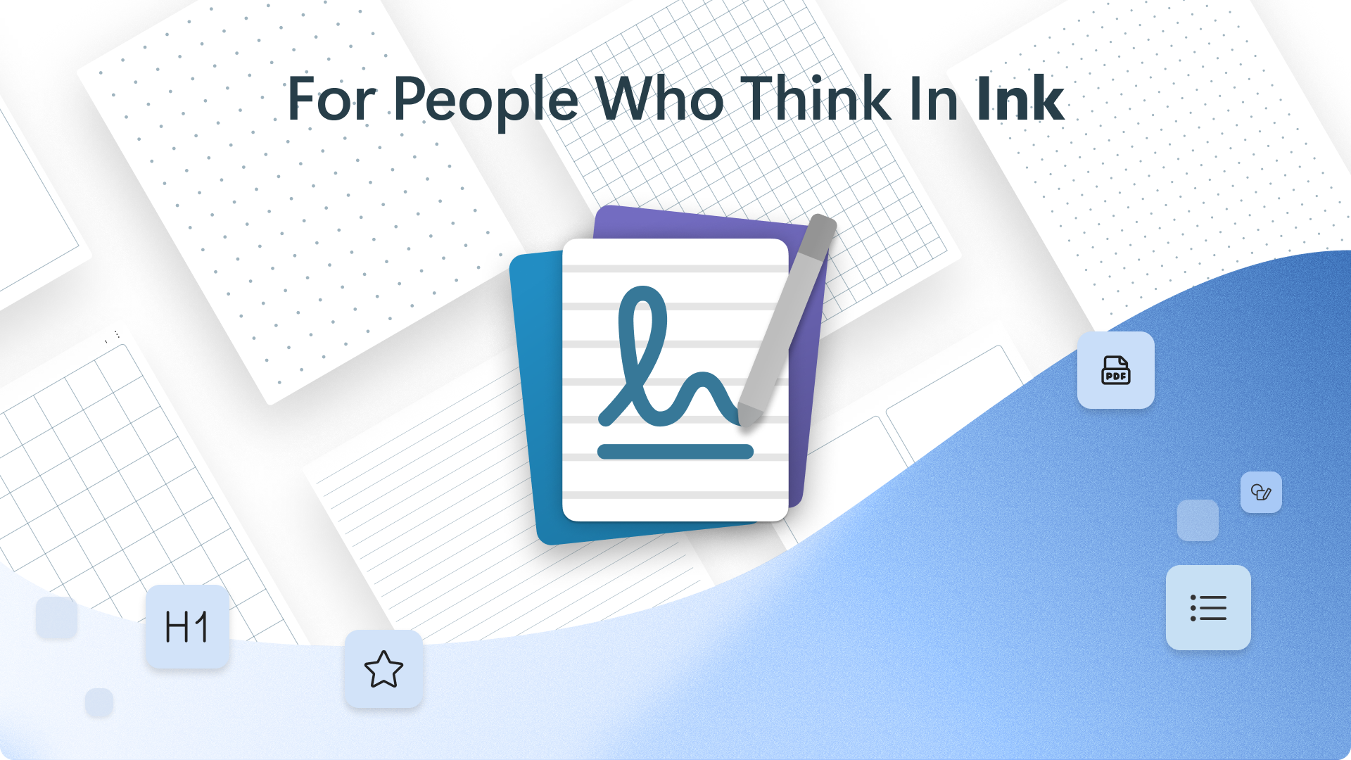 Journal logo with text "For people who think in ink"