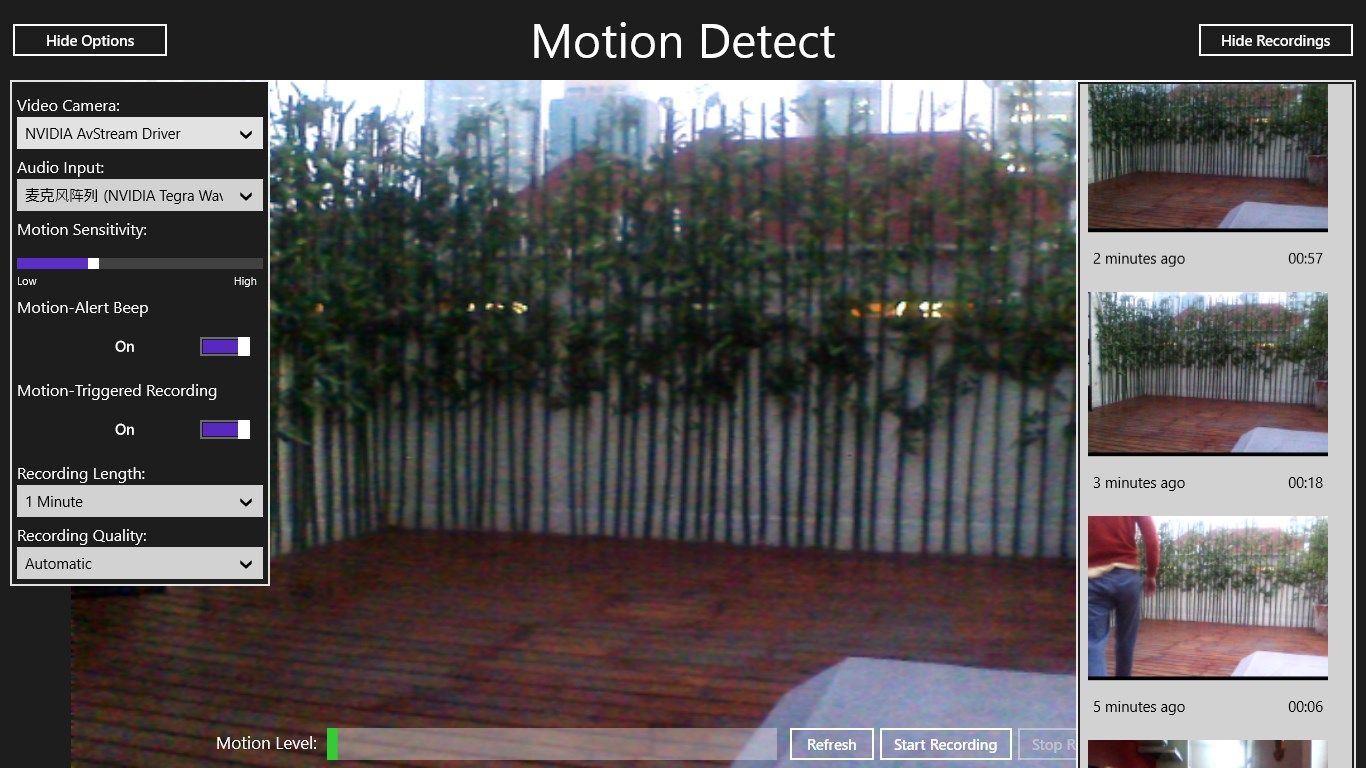 Motion Detection and Recording.
