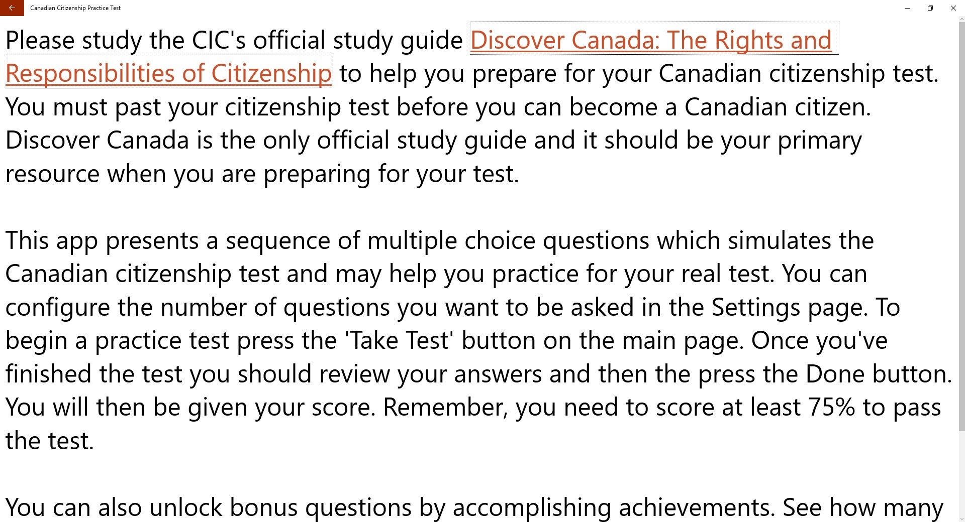 Canadian Citizenship Practice Test