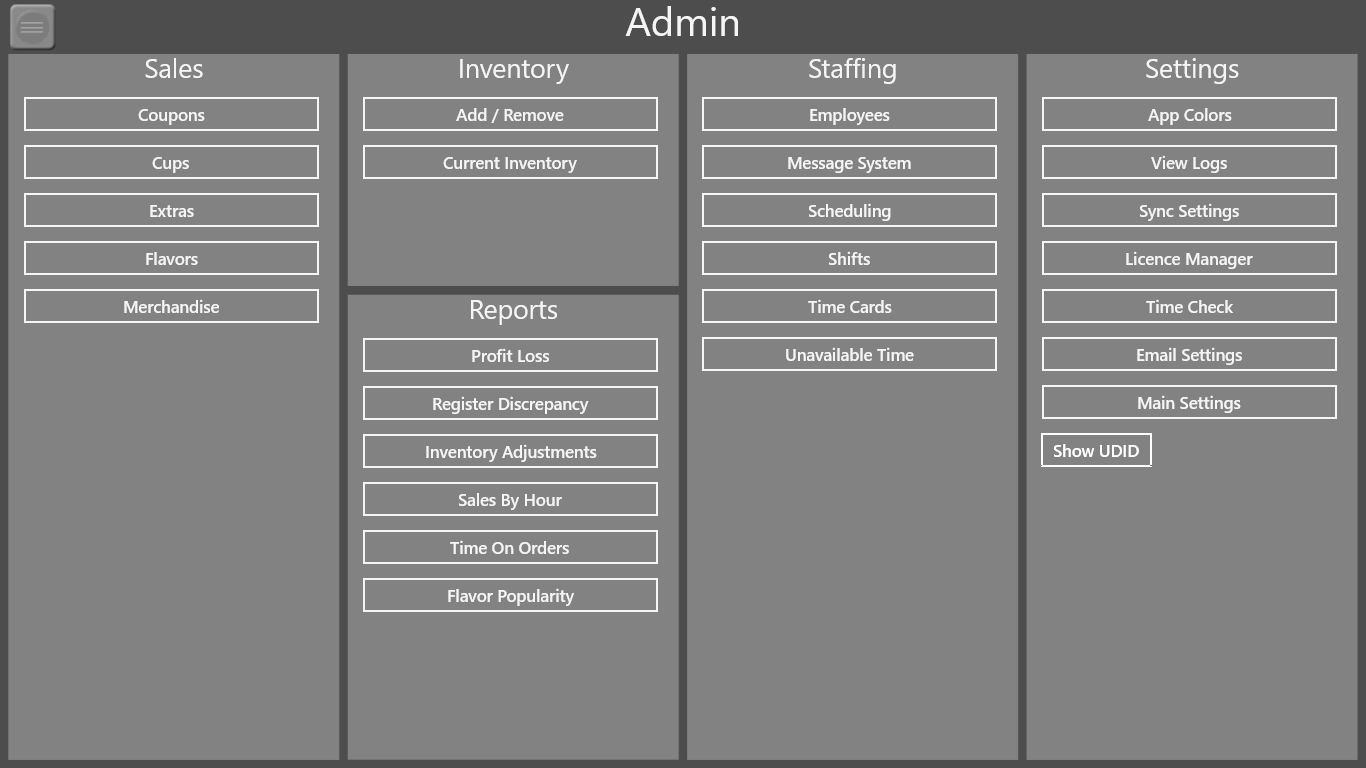 Almost anything can be customized to fit your needs in the admin area of the app. Reports can be ran from here as well.