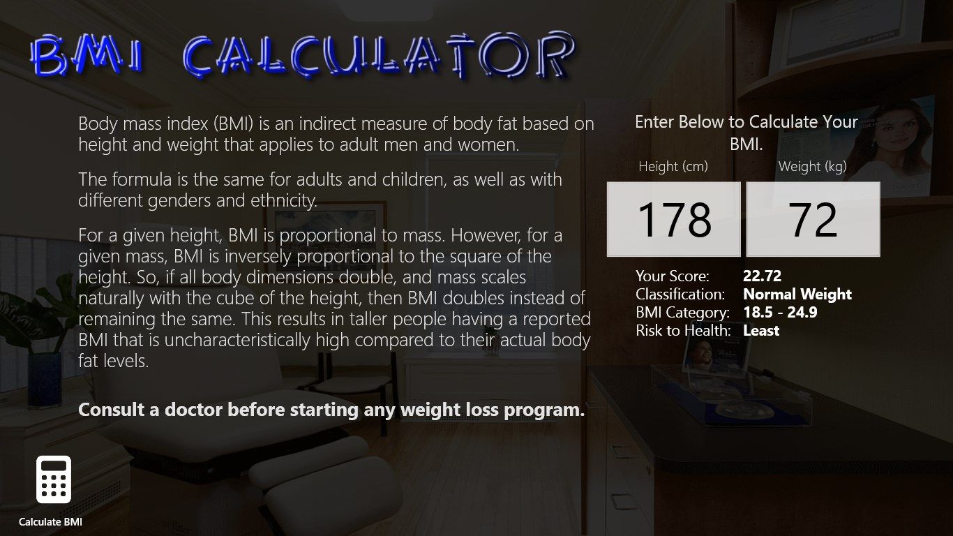 and press the button to get your BMI!