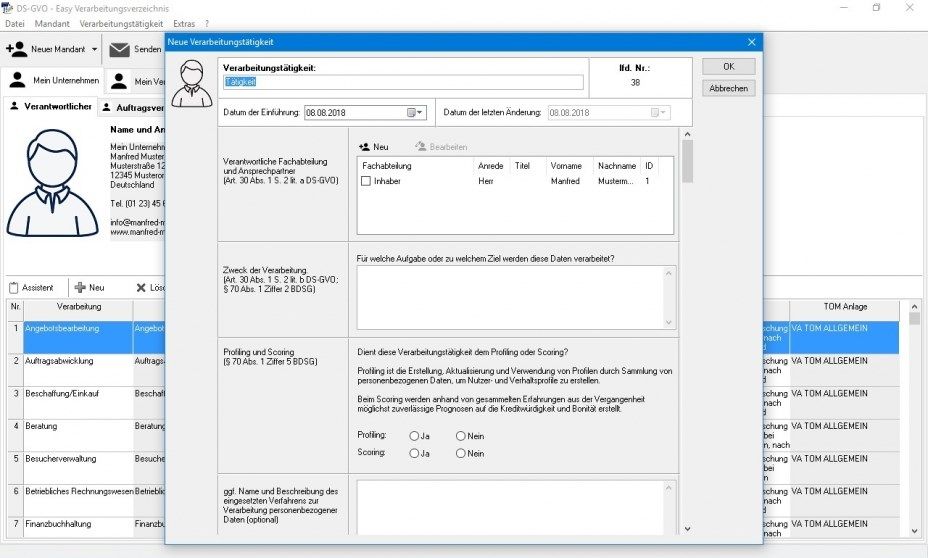 DSGVO Easy Verarbeitungsverzeichnis