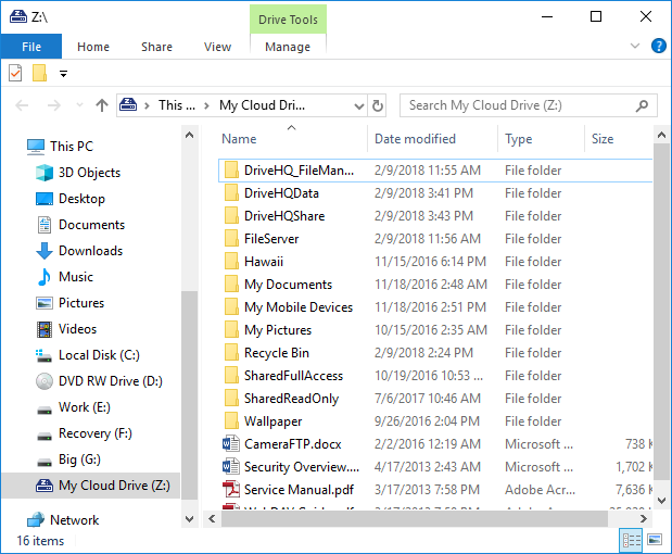 DriveHQ WebDAV Drive Mapping Tool with Cloud File Server