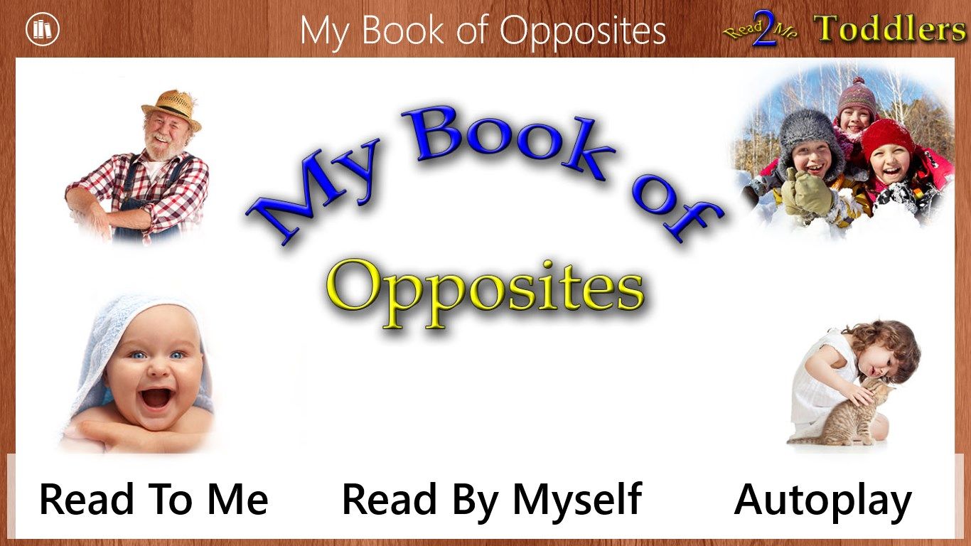 Title screen for each book provides options for how you interact with the book