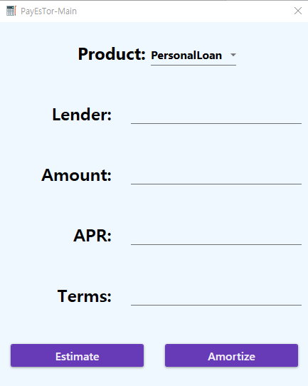 Input Screen for Personal Loan offer