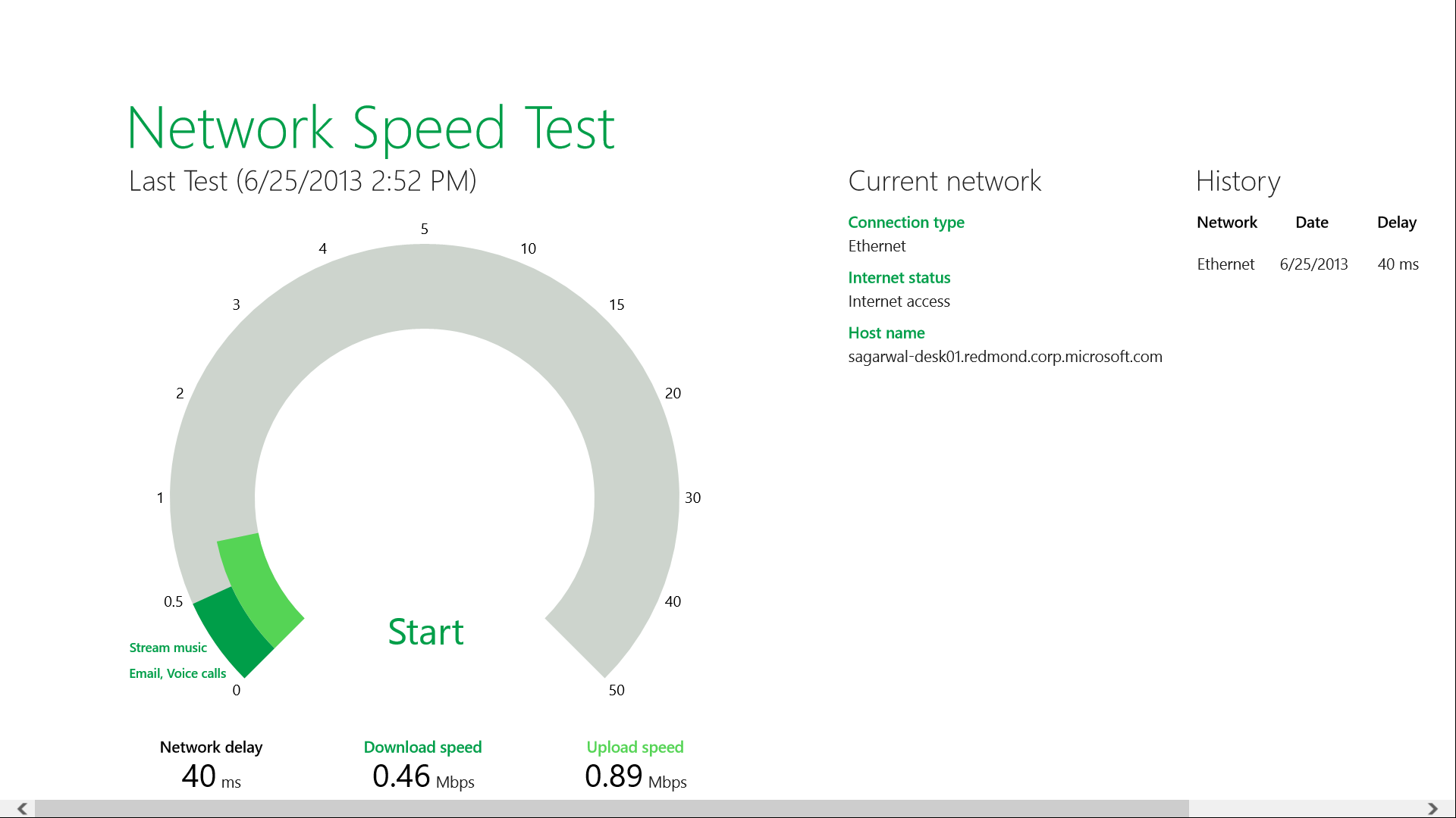 1.	Press start and then wait for the speed tests to finish.