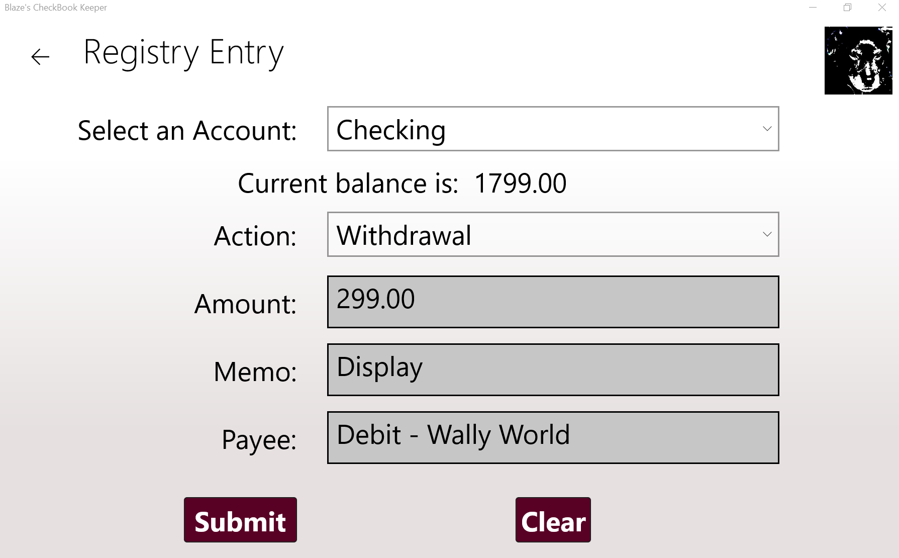 Enter records in checking or savings account