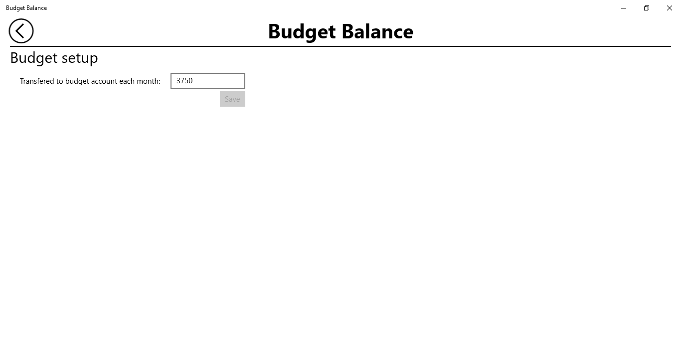 Budget setup