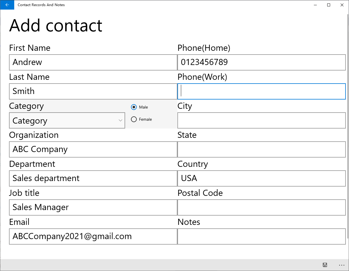 Contact Records And Notes - Manage the address book