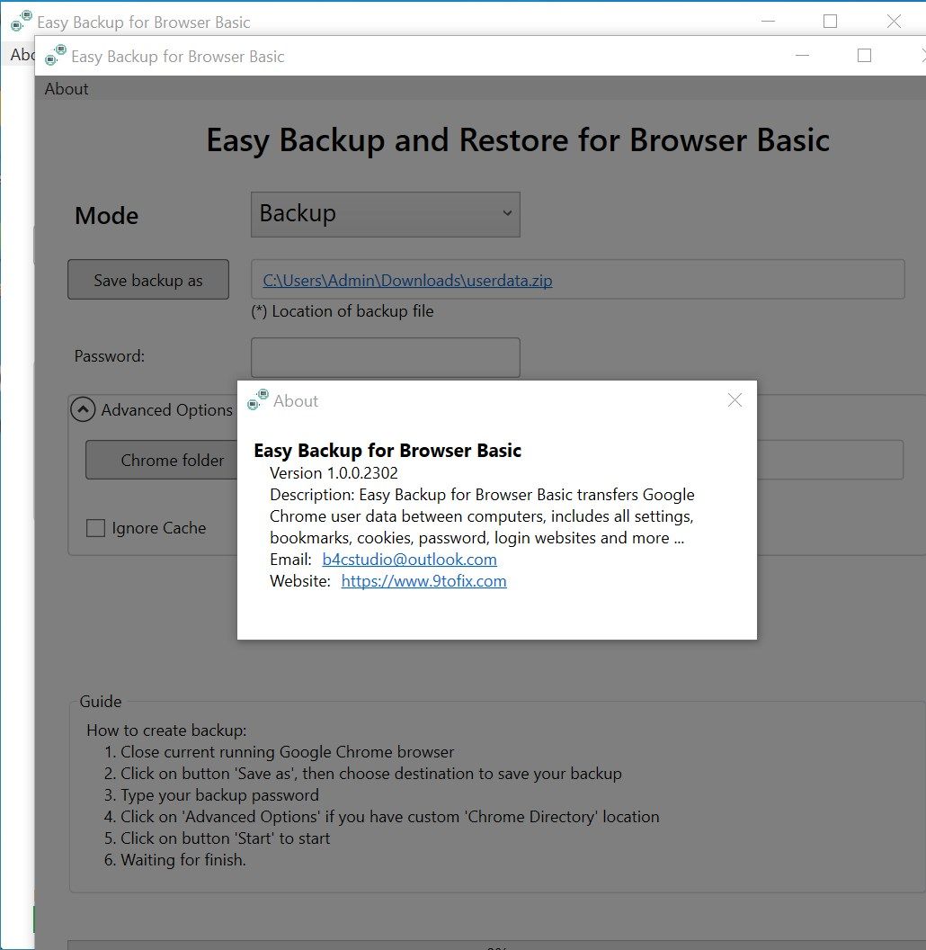 Easy Backup for Browser Basic
