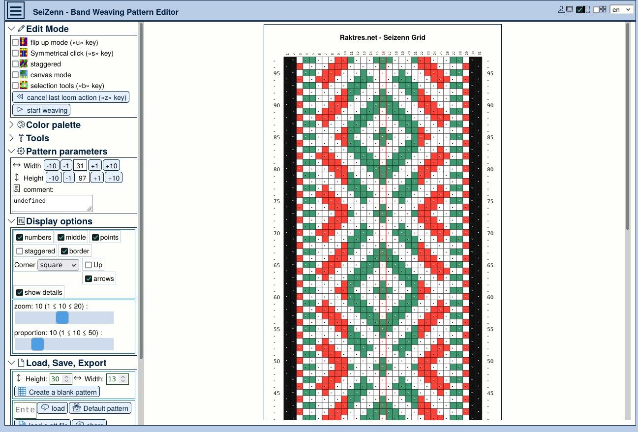 Grid pattern editor for band weaving
