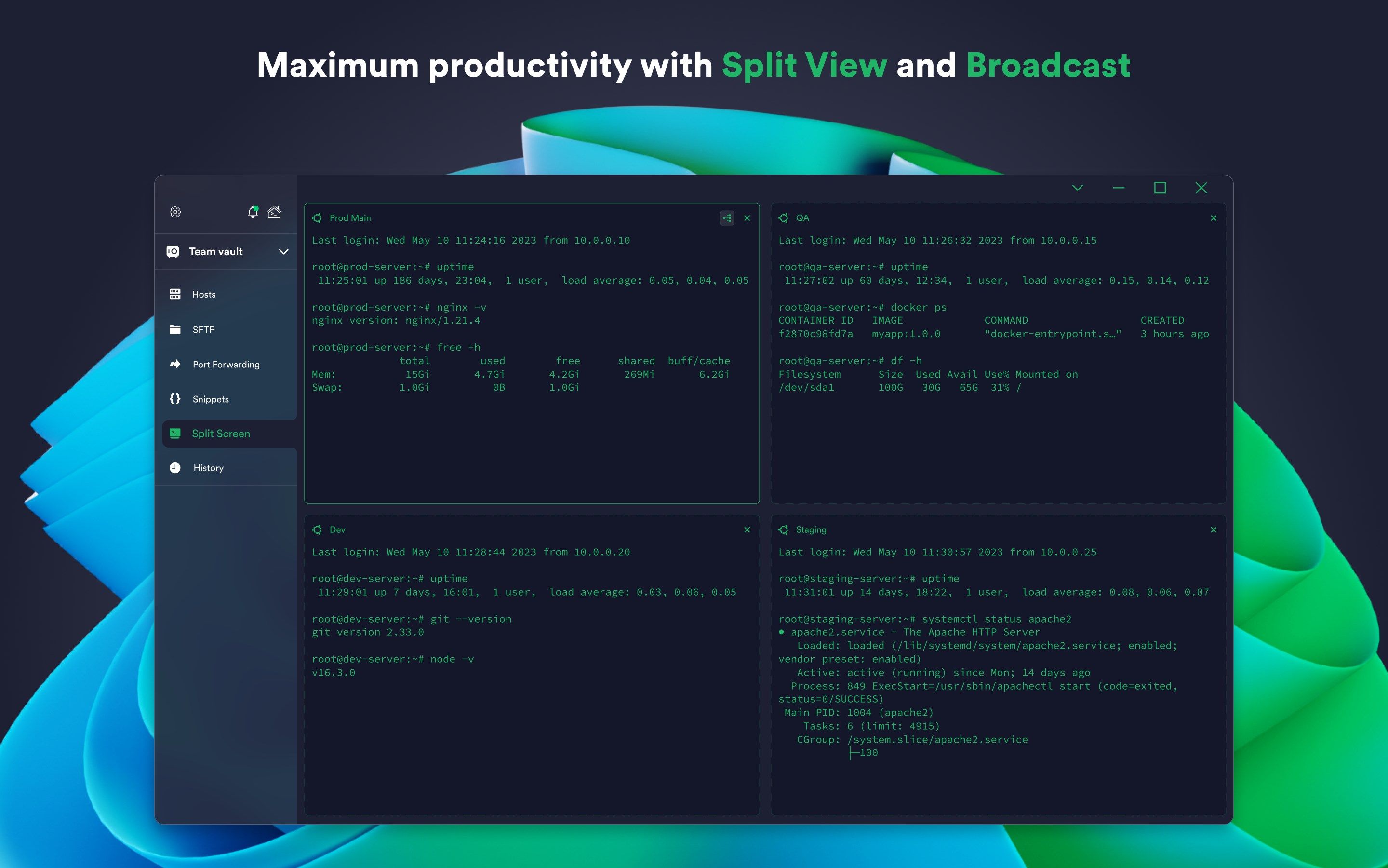 Maximum productivity with Split View and Broadcast