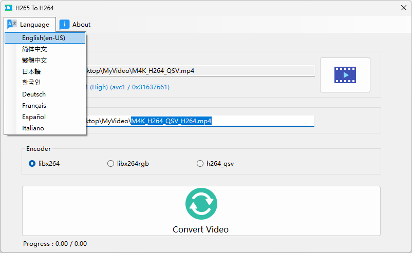 H265 to H264-HEVC file converter