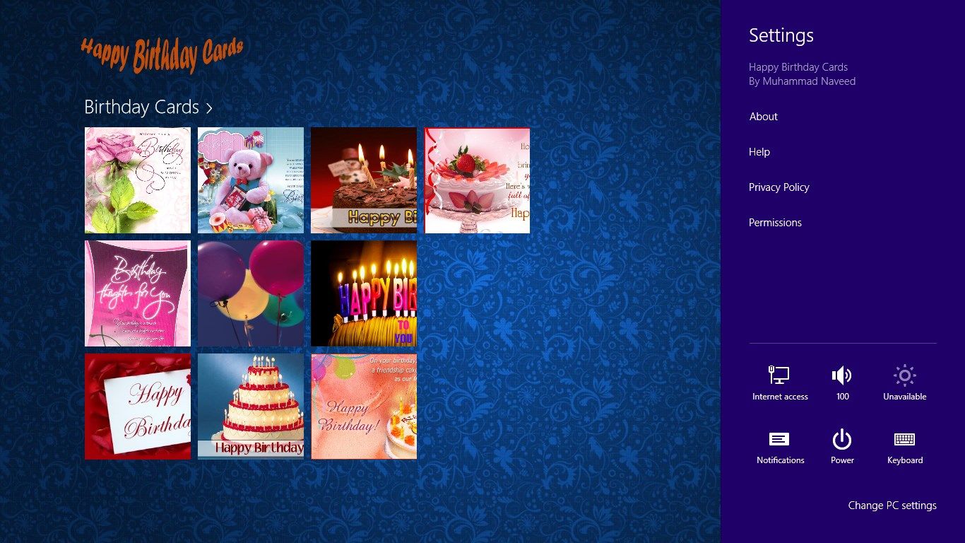 Main Screen of Happy Birthday Cards
