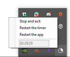 Tray icon with menu to manage your shutdown timer when it runs in the background