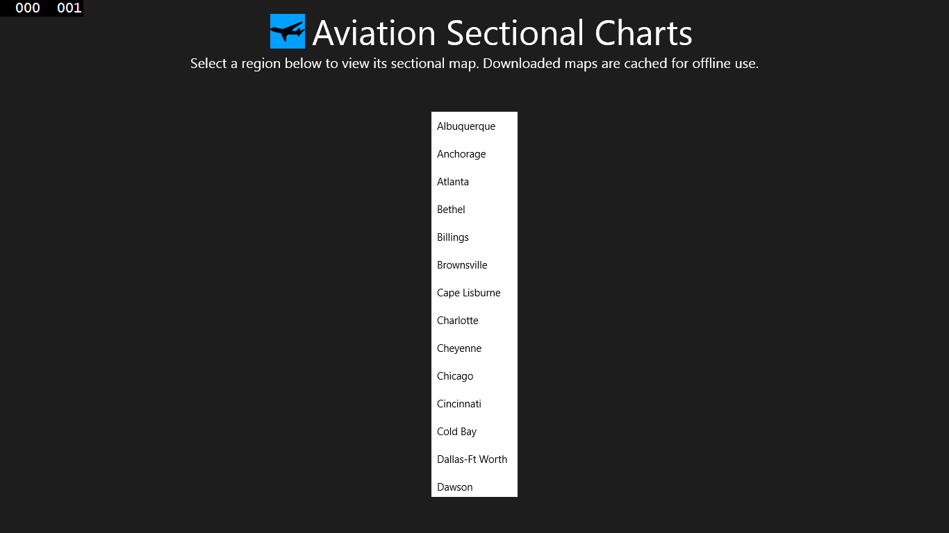 Chart selection menu