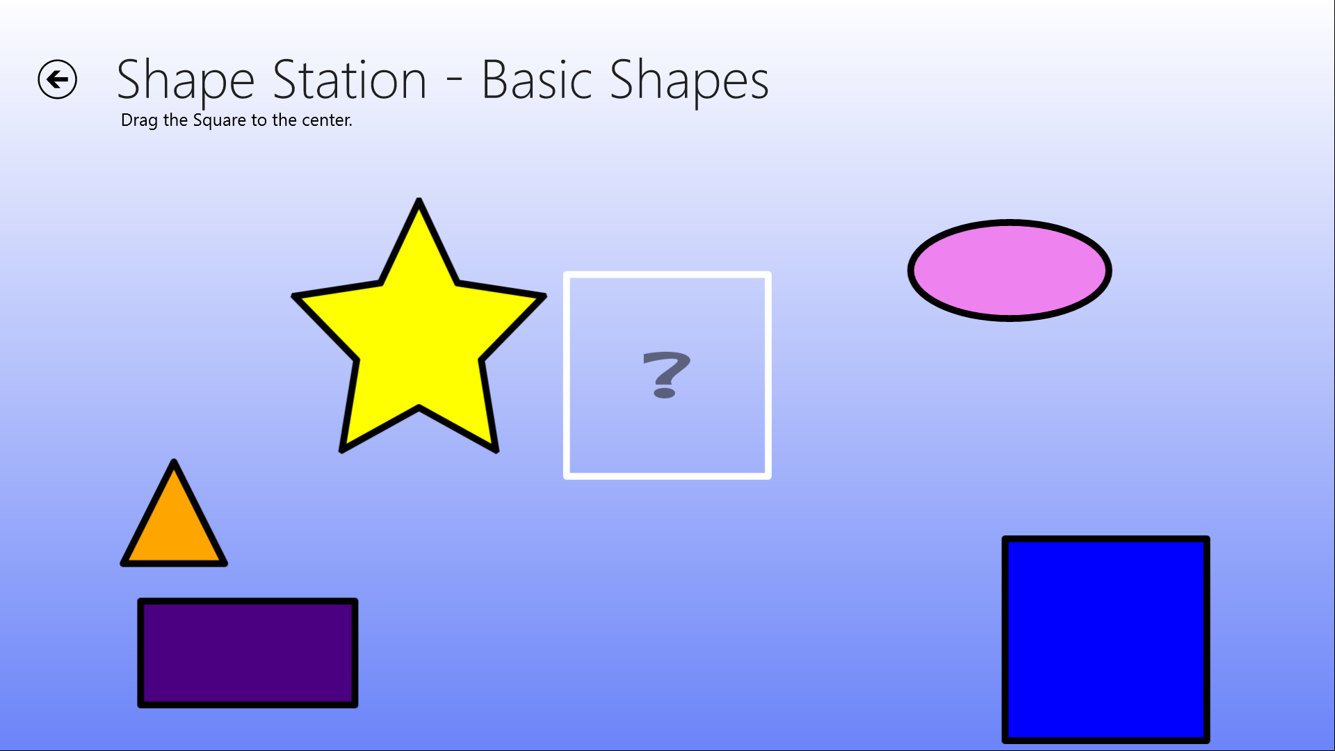Primary play screen with basic shapes