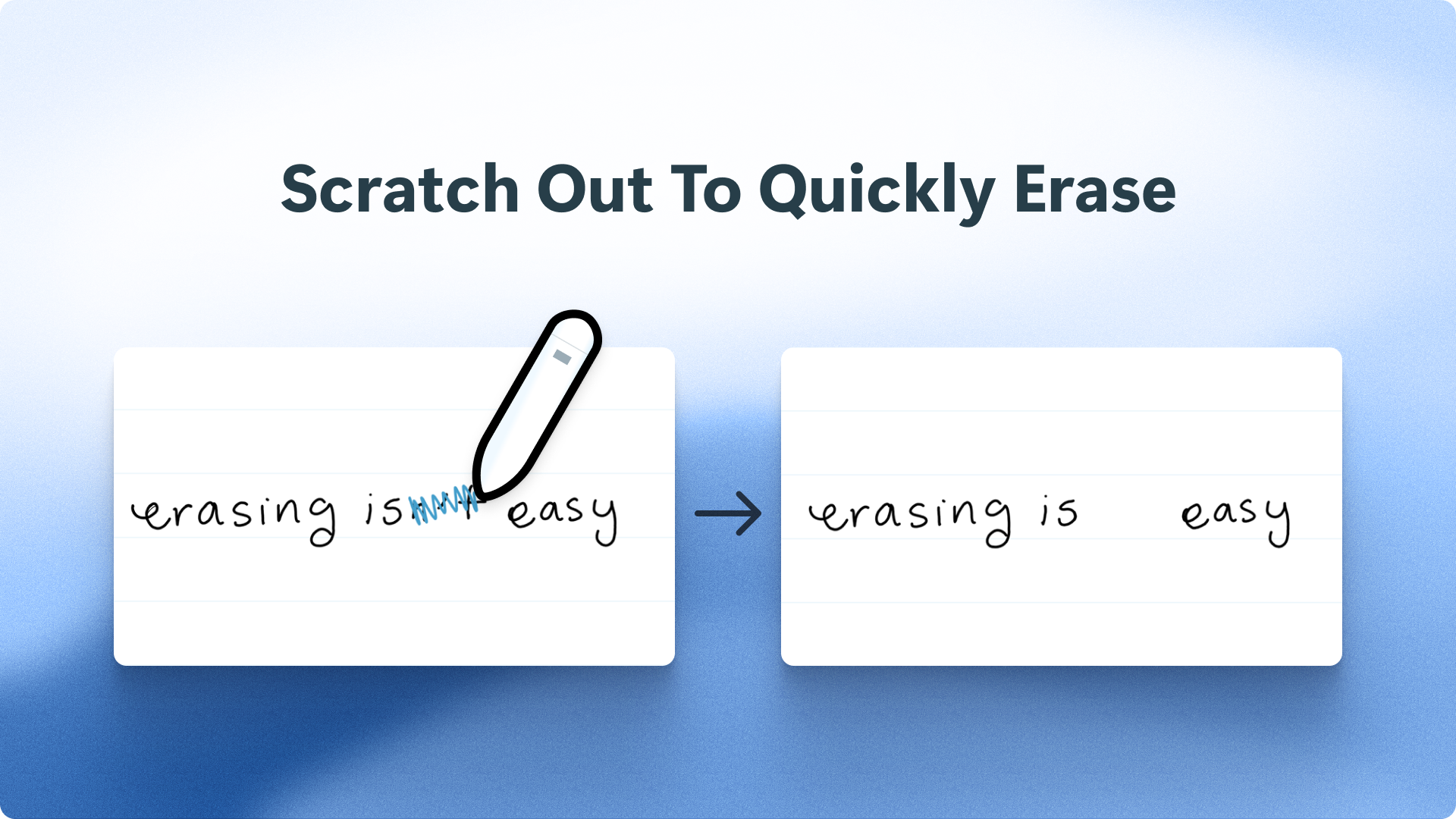 Demonstration of scratching out words to erase them
