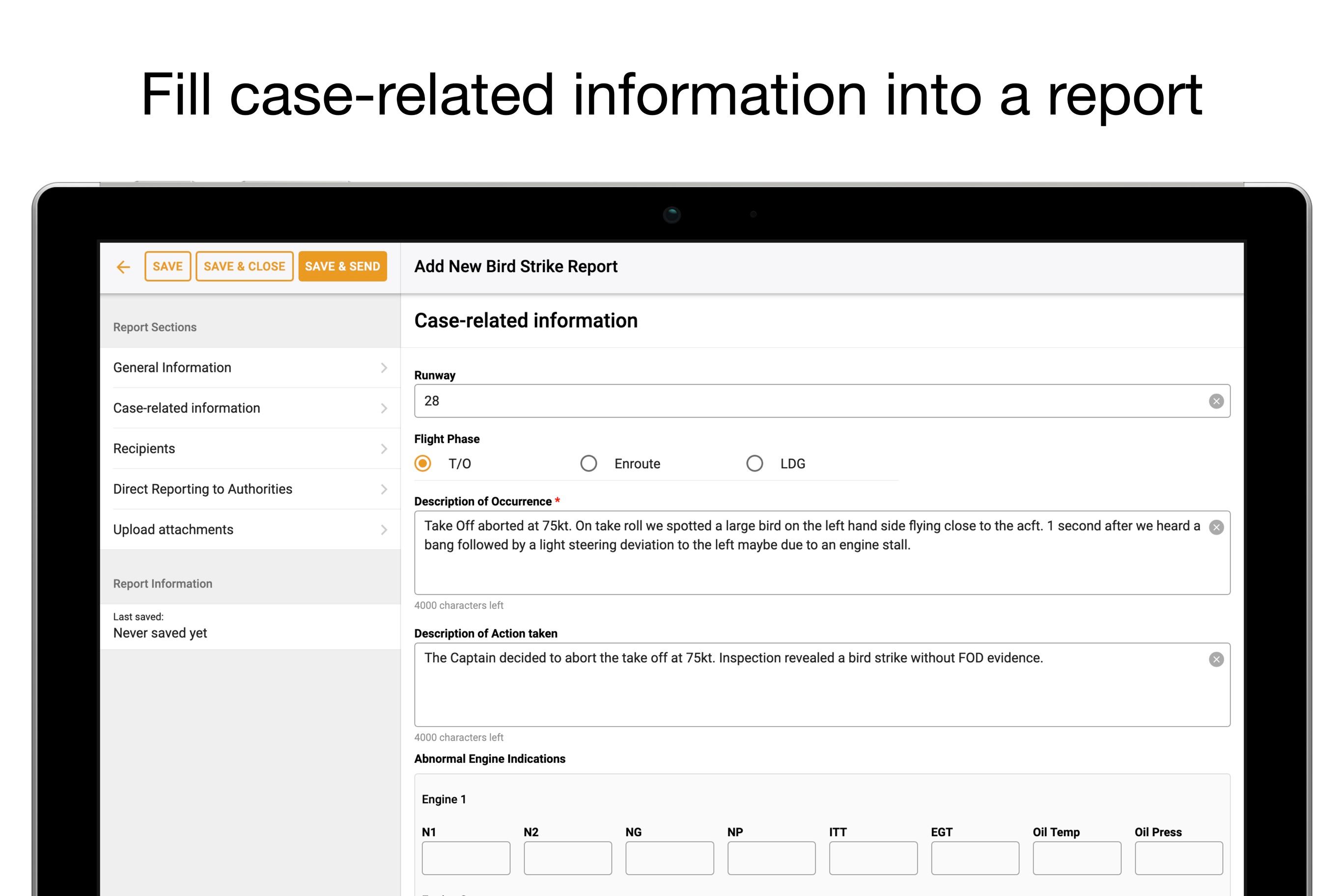 Fill case-related information into a report