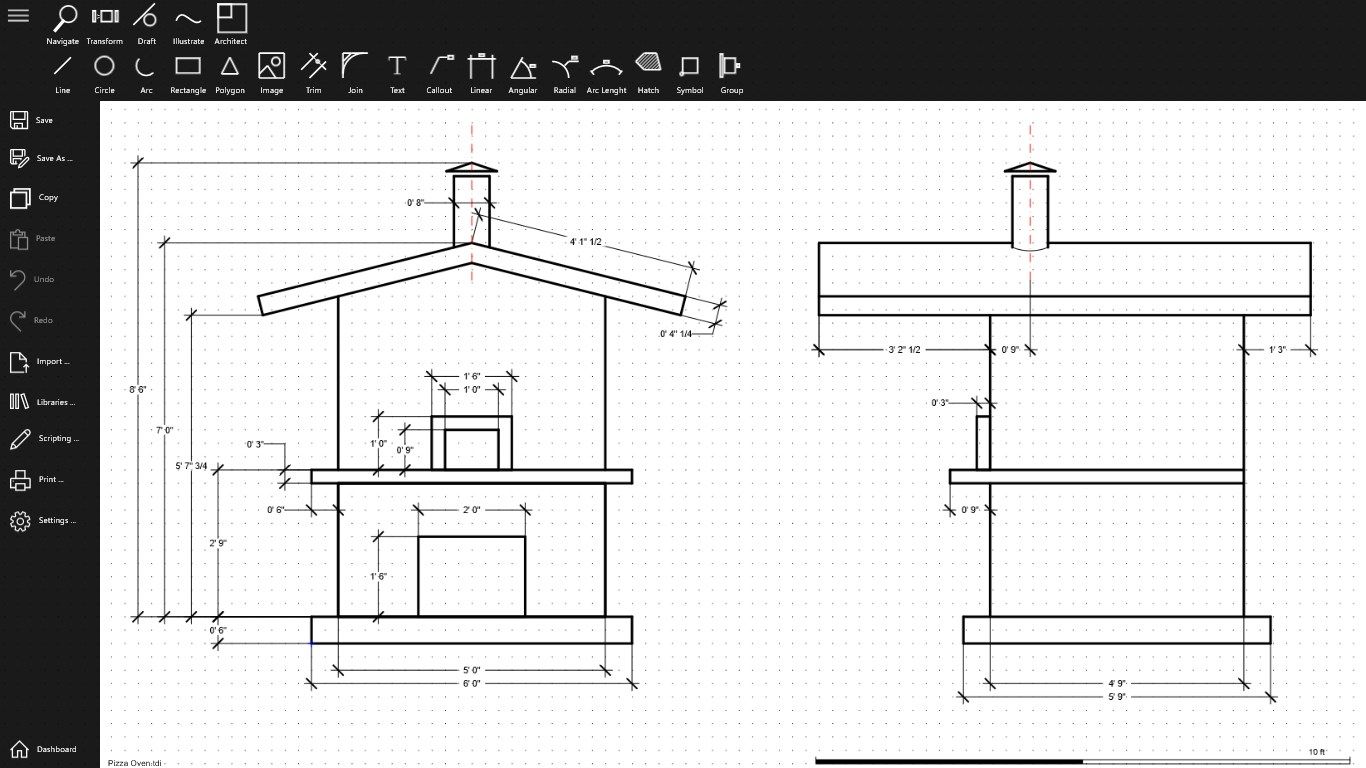 Use TDI for your home, work or educational projects. Here a sample created with the free drawing features.