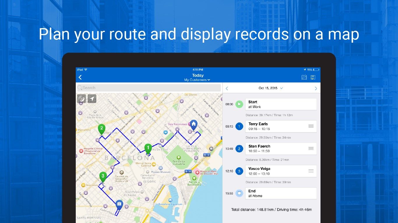 Plan your route and display records on a map