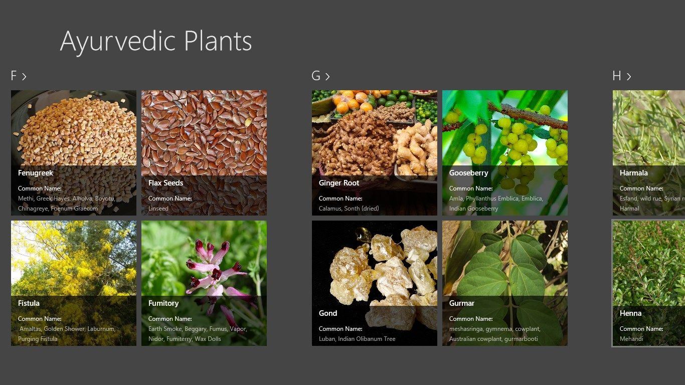 All plants listing