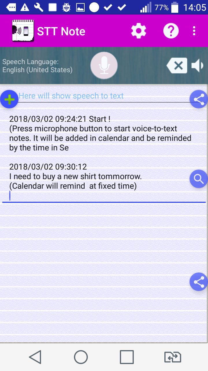 Speech to Text Notes