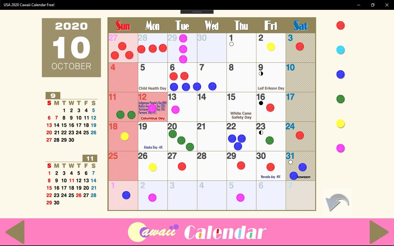 USA 2023 Cawaii Calendar Free!