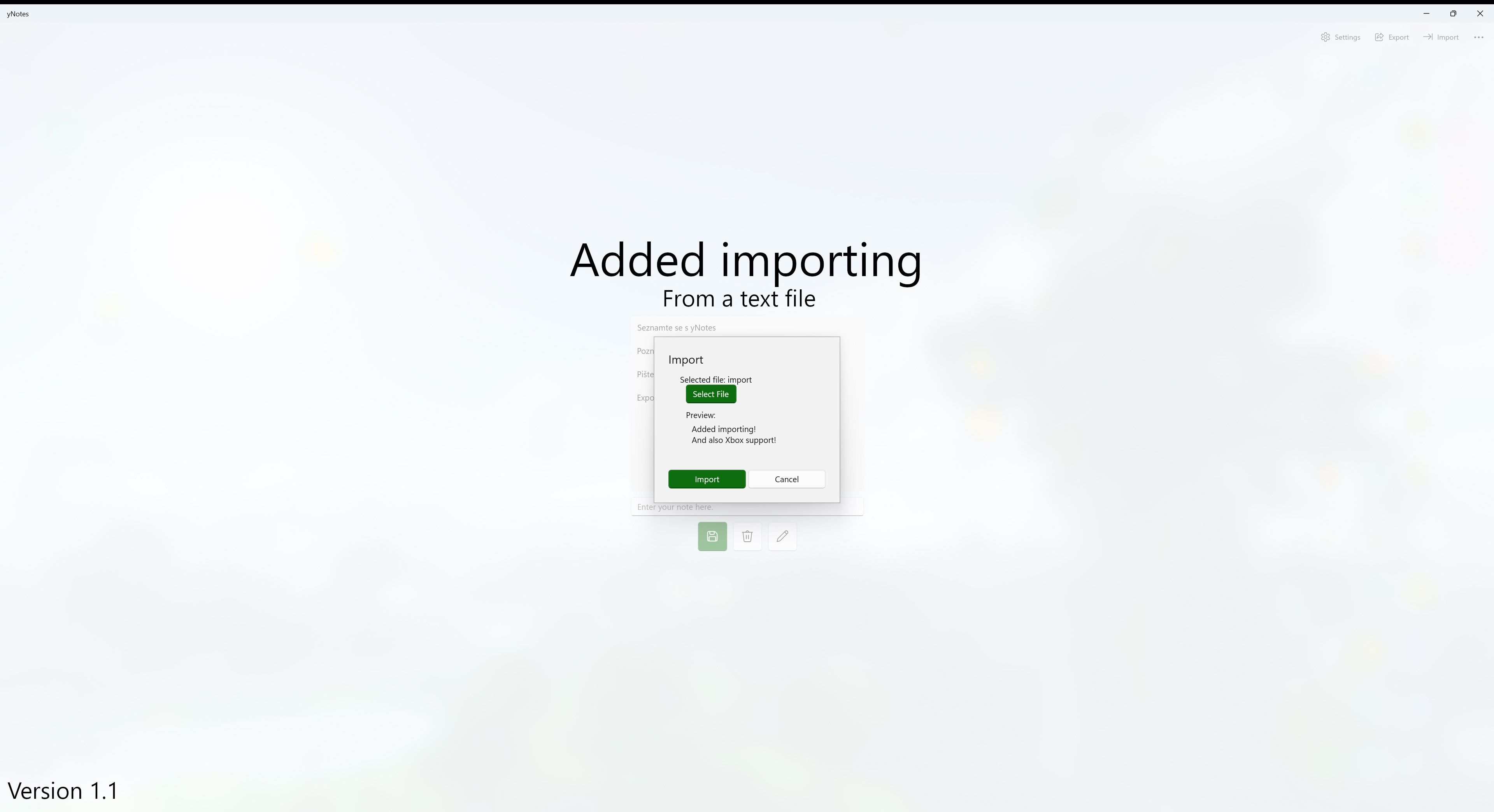 Added importing
From a text file
(Version 1.1)