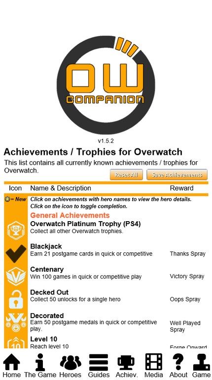 View all available achievements and track your progress.