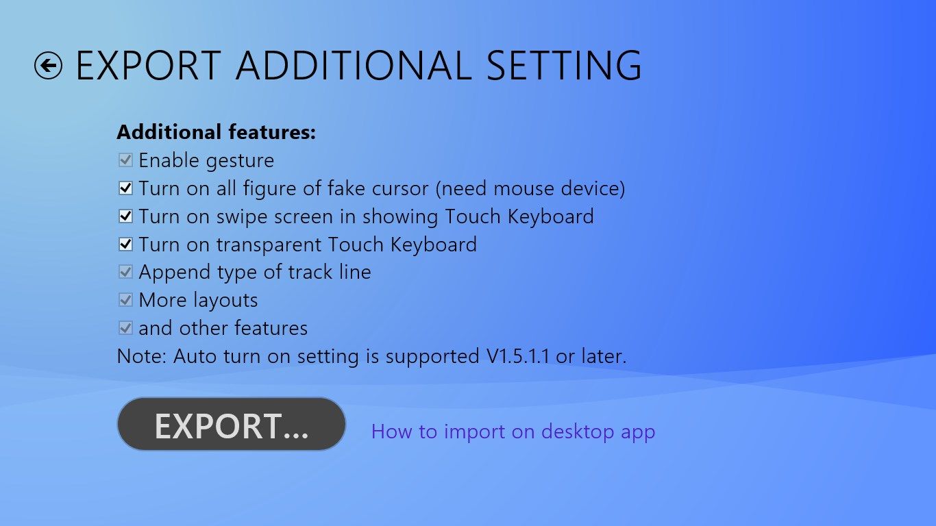 Export additional setting