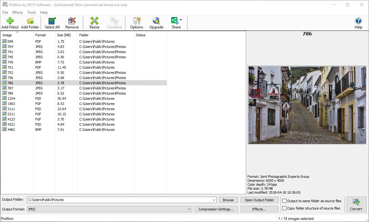 Manage the photo files you want to convert