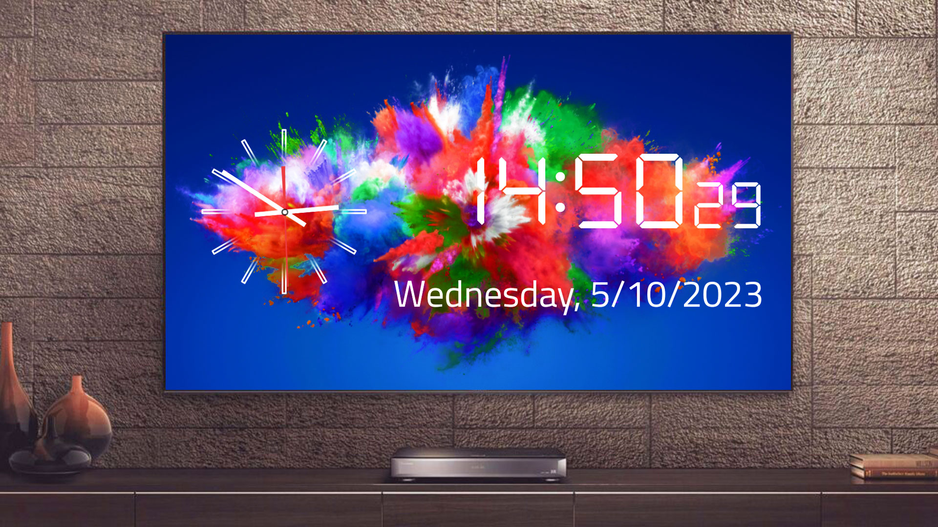 Abstract Smoke Colorful Ambience Clock HD - Analog And Digital Clock Screensaver For Tablets And Fire TV - NO ADS