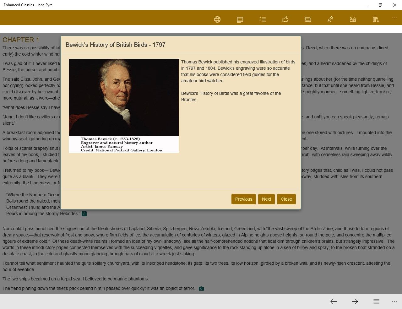 Popups give additional information and insights into the novel