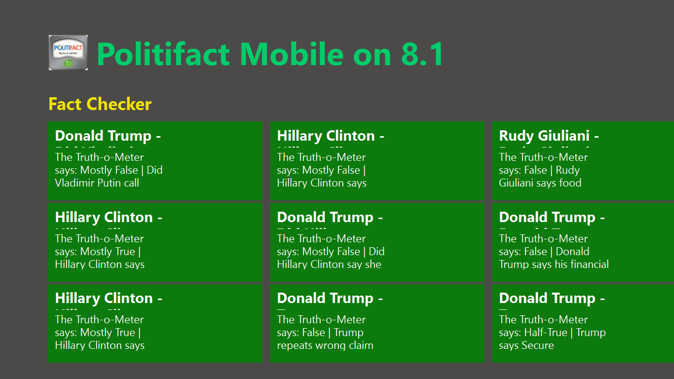 Politifact Mobile on 8.1